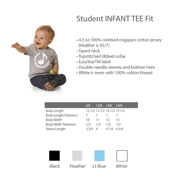 STUDENT TEES - Infant Fit (for orders up to 5 shirts - use bulk order for larger orders please)