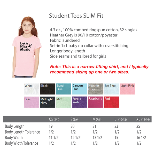 STUDENT TEES - Slim Fit (for orders up to 5 shirts - use bulk order for larger orders please)