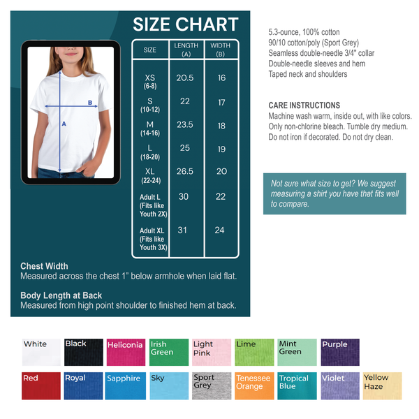 STUDENT TEES - Standard Fit (for orders up to 5 shirts - use bulk order for larger orders please)