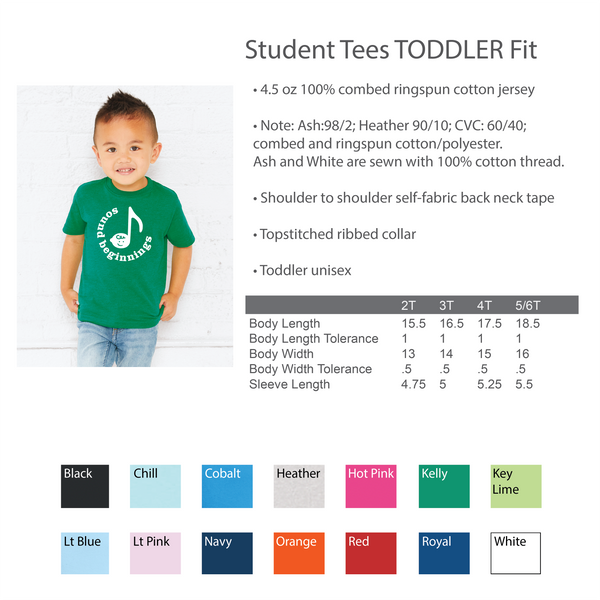 STUDENT TEES - Toddler Fit (for orders up to 5 shirts - use bulk order for larger orders please)